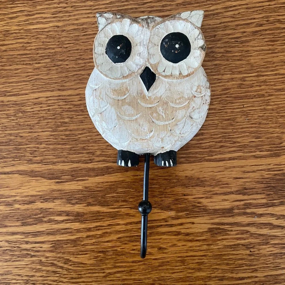 Wooden‎ Owl Shabby Chic Wall Hook Rustic Cottagecore Boho